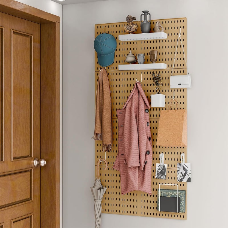 RIVTUN Pegboard Combination Kit for Wall Organizer, Wall Mounted Peg Board Kits for Kitchen, Bedroom, Office, &Bathroom, 4 Pieces White Pegboards and 14 Accessories, 22" x 22" - Image 4